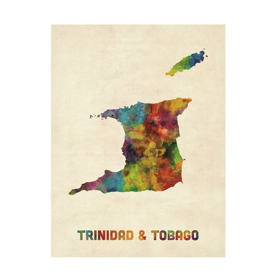 Trademark Fine Art Michael Tompsett Trinidad And Tobago Watercolor Map Canvas Wall Art - 18x24