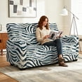thumbnail image 4 of Xoenoiee Zebra Stripe Paint Splatter Print 6 Pieces Recliner Loveseat Covers Stretch Recliner Sofa Slipcover with Elastic Bottom Jacquard Fitted Reclining Couch Cover Furniture Protector with Pocket, 4 of 6