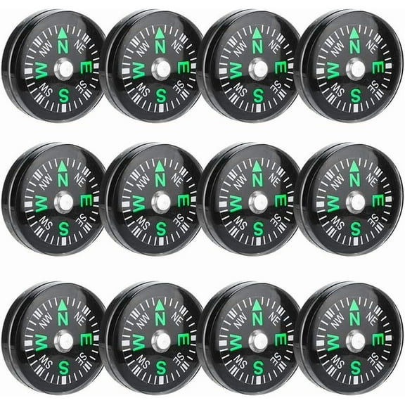 50 Pieces Mini Compass Small Button for Kids 20mm Bulk Hiking Liquid Filled Survival Set Camping Boating Touring Backpacking Outdoor Activities, Pack of, BLACK