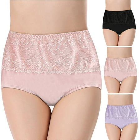 

Women s Large Size Breathable Briefs Lace-Side High-Waisted Women s Panties Please buy one or two sizes up