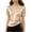 Khaki, variant on Satin Blouses for Women Lantern Short Sleeve V Neck Side Drawstring T-Shirts Dressy Casual Crop Tops