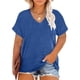 thumbnail image 1 of Fiudx Ofertas Flash Del Día Camiseta con Parte Inferior de Verano de Color Sólido de Manga Corta con Cuello En V de Gran Tamaño para Mujer, 1 of 6