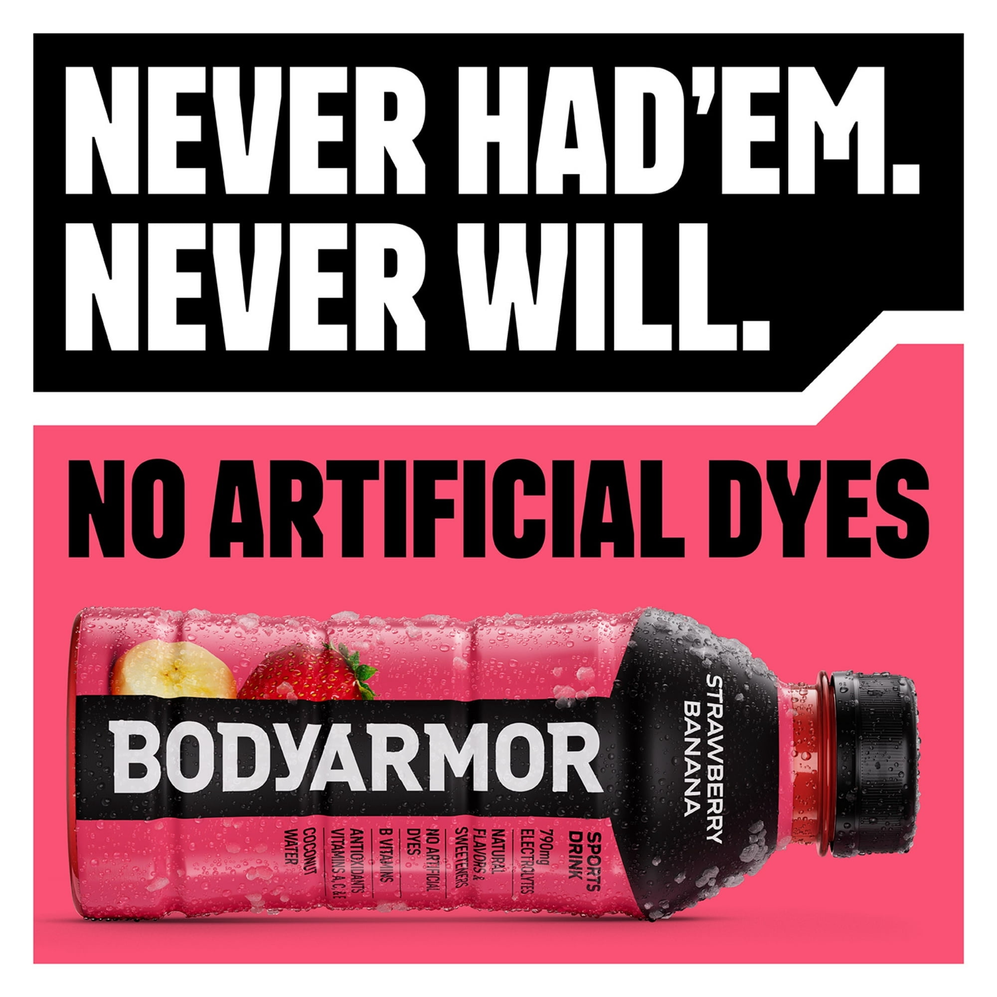 BODYARMOR Zero Sugar Fruit Punch Electrolyte Sports Drink, 16 fl oz, 4 Pack Bottles