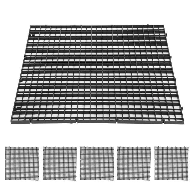 Fish Filter Tray, Aquarium Bottom Filter, 0.4inch Multifunctional Combined Splicing Design 6Pcs For Fish Aquarium Black 30x30cm