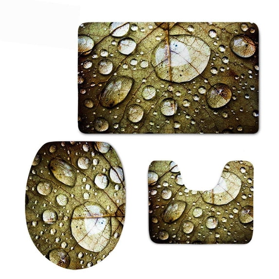 GOHAO Jinse-floral705 3 Piece Bathroom Rugs Set Bath Rug Contour Mat and Toilet Lid Cover