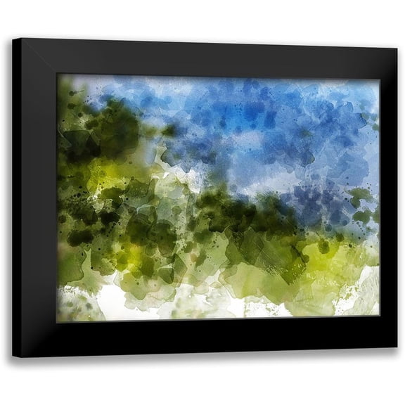 Young, Chamira 14x12 Black Modern Framed Museum Art Print Titled - Blue with Green Horizon I