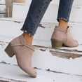thumbnail image 7 of Samdudou Ankle Boots for Women Closed Toe Short Booties Elegant Faux Suede Dazzling Rhinestone Chain Ankle Strap Decor Chunky Block Heel Dressy Wedding Guest Shoes, 7 of 7