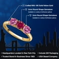 thumbnail image 2 of Gem Stone King 10K Yellow Gold Red Created Ruby and Pink Moissanite Engagement Ring for Women | 1.60 Cttw | Round 5MM | Gemstone July Birthstone | Size 6, 2 of 6
