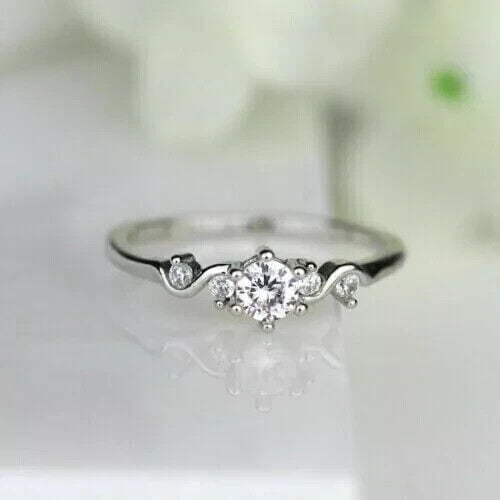 1.10Ct Round Cut Simulated Diamond Women's Wedding Gift Ring 14K White Gold Plated