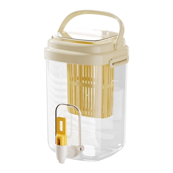 Tunhigl 2L Cold Water Dispenser with Faucet - Portable Drink Bucket for Lemonade, Iced Sun Tea, Juice - Beverage Server with Drip-Free Spigot for Home, Camping, Party, Outdoor Yellow