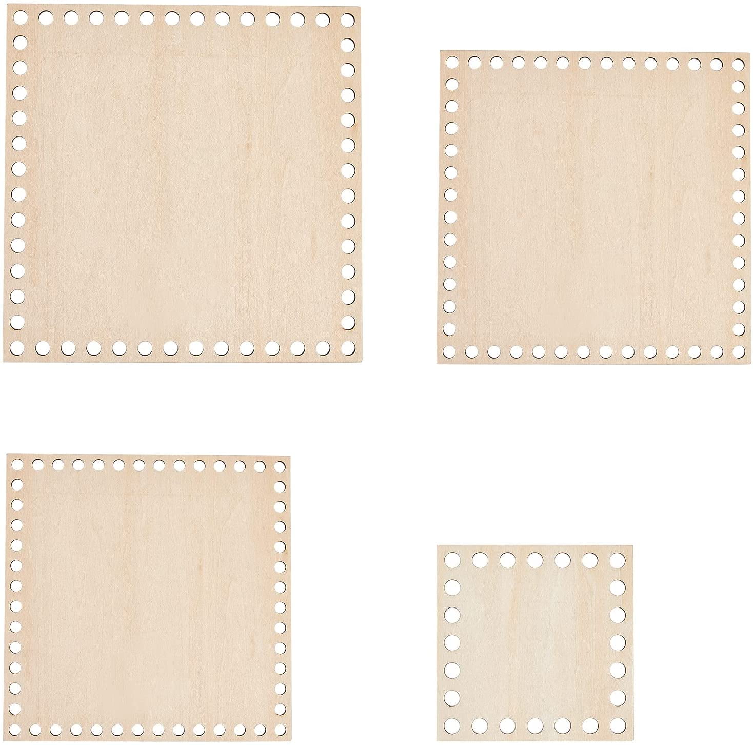 4 Sizes Wooden Basket Bottom Square Wood Base Bag Bottom Shaper for Knitting Crochet Basket Bag Yarn Weaving Crafts Making 10/15/17/20cm Hole: 8mm
