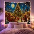 thumbnail image 2 of Snowy Village Square with a Red Sleigh Under a Full Moon, Dreamy Fantasy for Holiday Decor Lovers, Festive Wall Art Decor, Christmas Gift, Tapestry Wall Hanging for Living Room and Bedroom, 2 of 7