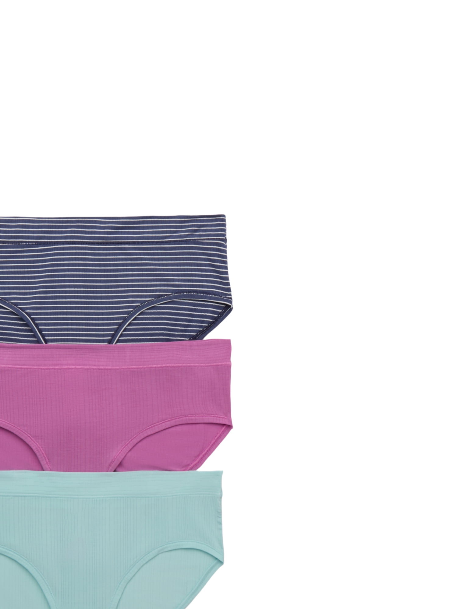 Joyspun Women's Ribbed Modal Hipster Panties, 3-Pack, Sizes XS-3XL