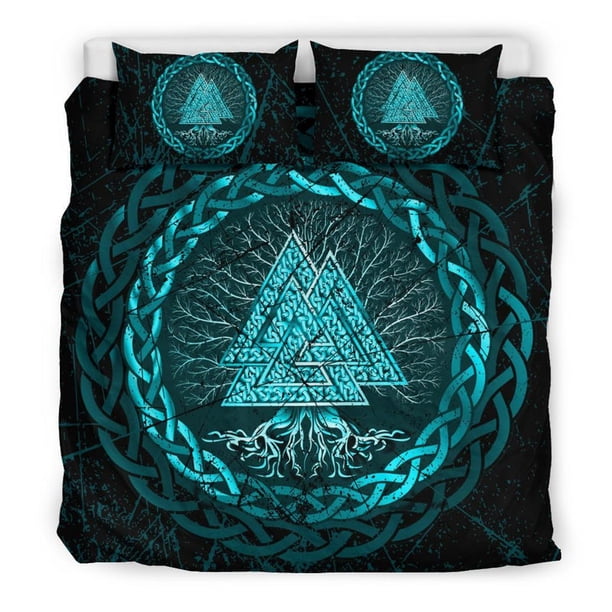 Juego de cama Vikingo, Celta y Valknut y Árbol de la Vida Yggrdrasil RLT12