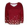 thumbnail image 5 of Craaazy Christmas Shirts for Women V Neck Long Sleeve Sweatshirt Christmas Print Pullover Tops Gifts, 5 of 6
