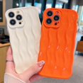 thumbnail image 6 of iPhone 14 Pro Max Case, Water Ripple Pattern Cute Bling Glitter Curly Wave Frame Phone Case for Women Girls Fashion Soft Silicone CProtective Back Cover (Orange), 6 of 14