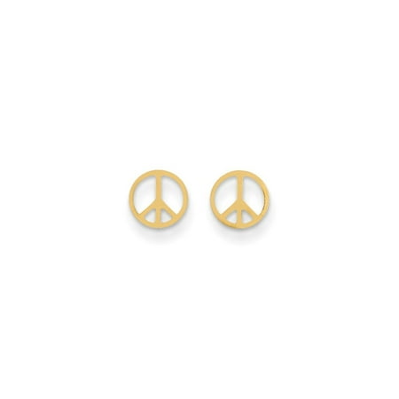 - 14k Yellow Gold Peace Sign Post Stud Earrings Inspiration Gifts For Women For Her