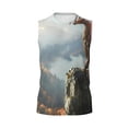 thumbnail image 6 of Lsque Autumn Dragon Mountain View Print Men's Cotton Blend Sleeveless Muscle Shirts (S-3XL)- Moisture Wicking, Odor Protection, UPF 30+,XX-Large, 6 of 8