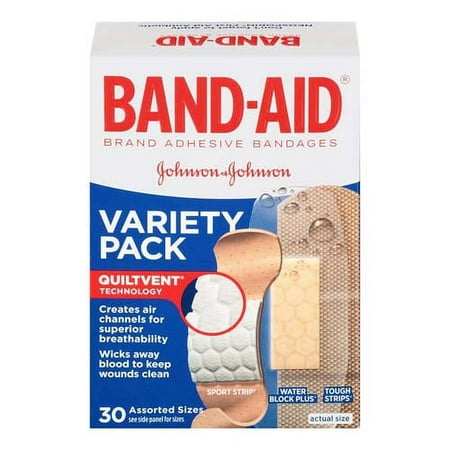 Band-Aid Tough And Sport Strip Adhesive Bandages, Variety Pack - 30 Ea