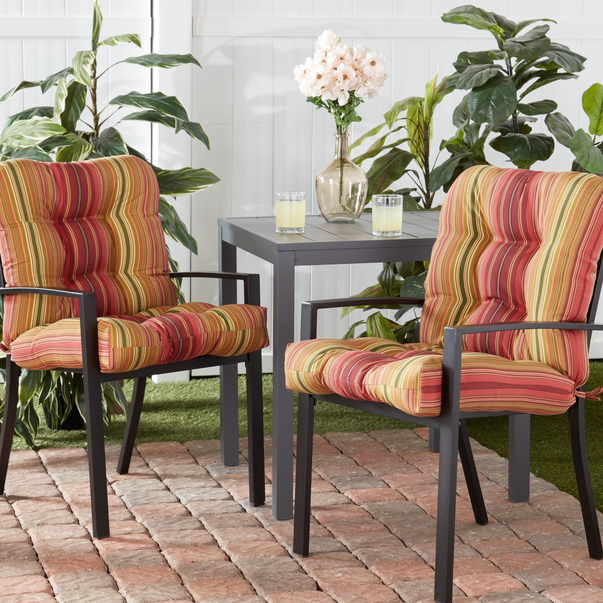 Greendale Home Fashions Kinnabari Stripe Outdoor Dining Chair Cushion (2-Pack)