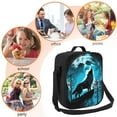 thumbnail image 6 of Cauagu Blue Full Moon Wolf Insulated Lunch Bag - Reusable Lunch Box Thickened Thermal Leakproof Lunch Tote Bag for Adult Office/Travel Picnic, 6 of 7