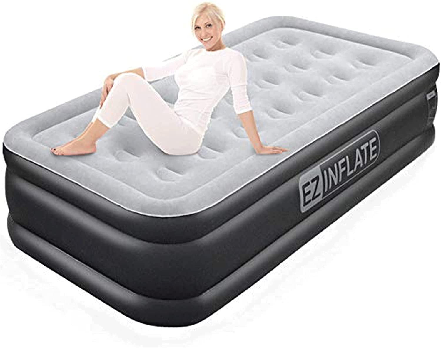 Details about   EZ INFLATE Luxury Double High Queen air Mattress with Built in Pump Queen Size, 