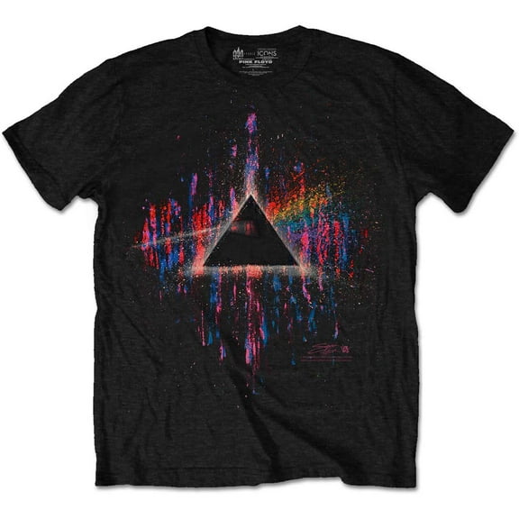 Pink Floyd Unisex T-Shirt Dark Side of the Moon Pink Splatter (Large)