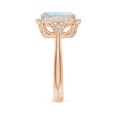 thumbnail image 4 of ANGARA Natural Cushion 2.45 ct Aquamarine Halo Ring with Trio Diamonds in 14K Rose Gold for Women (Size-10x8mm) | March Birthstone, Anniversary, Jewelry Gift for Women | Natural Aquamarine Ring, 4 of 9