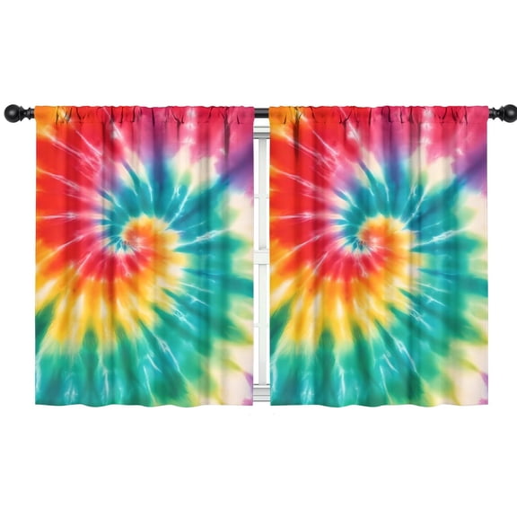 Blackout Kids Curtains,Colorful Rainbow Tie Dye Spiral Pattern Childrens Insulated Curtains Set Of 2,Bedroom Essentials,Toddler Room Decor 42"x54"