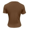 thumbnail image 4 of YVNAURA Womens Y2K Style Crew Neck Short Sleeve Crop Top Slim Fit Basic T Shirt Summer Cute Tee Soft Stretchy Going Out Casual Daily Wear, Coffee,L, 4 of 5