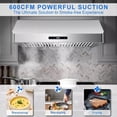 thumbnail image 6 of Tieasy 30 inch 600CFM Under Cabinet Range Hood 3-Speed Touch Panel Vent, 6 of 12