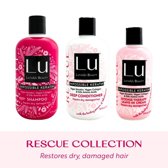 Lu by LatinUs Beauty RESCUE 3-Piece Repair & Restore Set: Shampoo, Conditioner, Cream (32 oz)