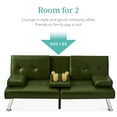 thumbnail image 3 of Best Choice Products Modern Faux Leather Convertible Futon Sofa w/ Removable Armrests, 2 Cupholders - Dark Green, 3 of 8