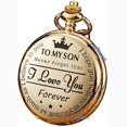 thumbnail image 1 of Pocket watch TO MY SON, Husband, GRANDPA engraved vintage quartz pocket watch pendant vintage pocket watch silver SON, 1 of 5
