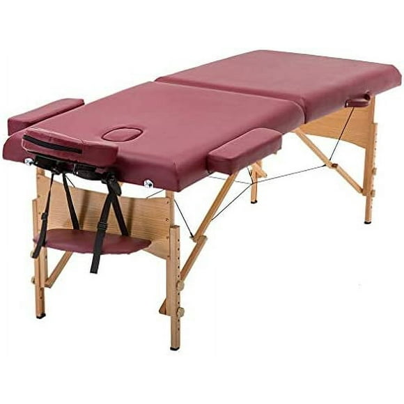 Table de Massage Portable Lit de Massage Spa Hauteur Réglable Table de Massage 2 Lits de Massage Pliants 73 Pouces Lit Facial Lit de Salon avec Étui de Transporturgundy