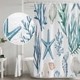 thumbnail image 5 of Xipuska Summer Coastal Shower Curtain - Water Repellent Fabric Shower Curtains Washable, Ocean Watercolor Starfish Shell Seaweed Decorative Polyester Cloth Bathroom Curtains Modern Bath Decor 72"x72", 5 of 6