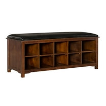 Contemporary Home Living Upholstered Bench with Ten Storage Cubes - 45" - Brown