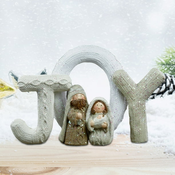 Nacimiento de Jesús Estatua Amor Familia Resina Letras en Inglés Adornos de Navidad Regalos
