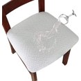 thumbnail image 1 of Stretch Diagonal Jacquard Waterproof Chair Seat Covers for Dining Room Chairs Covers Dining Chair Seat Covers Kitchen Chair Covers with Buckle (Off White1, 6), 1 of 6