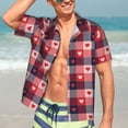 thumbnail image 5 of Lsque Heart Plaid pattern Hawaiian Shirt for Men, Unisex Summer Beach Casual Short Sleeve Button Down Shirts-X-Large, 5 of 9