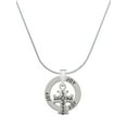 thumbnail image 1 of Delight Jewelry Silvertone Scroll Cross with Antiqued Decoration Joy Ring Charm Necklace, 18", 1 of 4