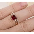 thumbnail image 3 of 1.75 Carat Ruby 6mm Princess cut with Moissanite Diamond Engagement Bridal Wedding Ring Set in 10k Rose Gold, 3 of 4
