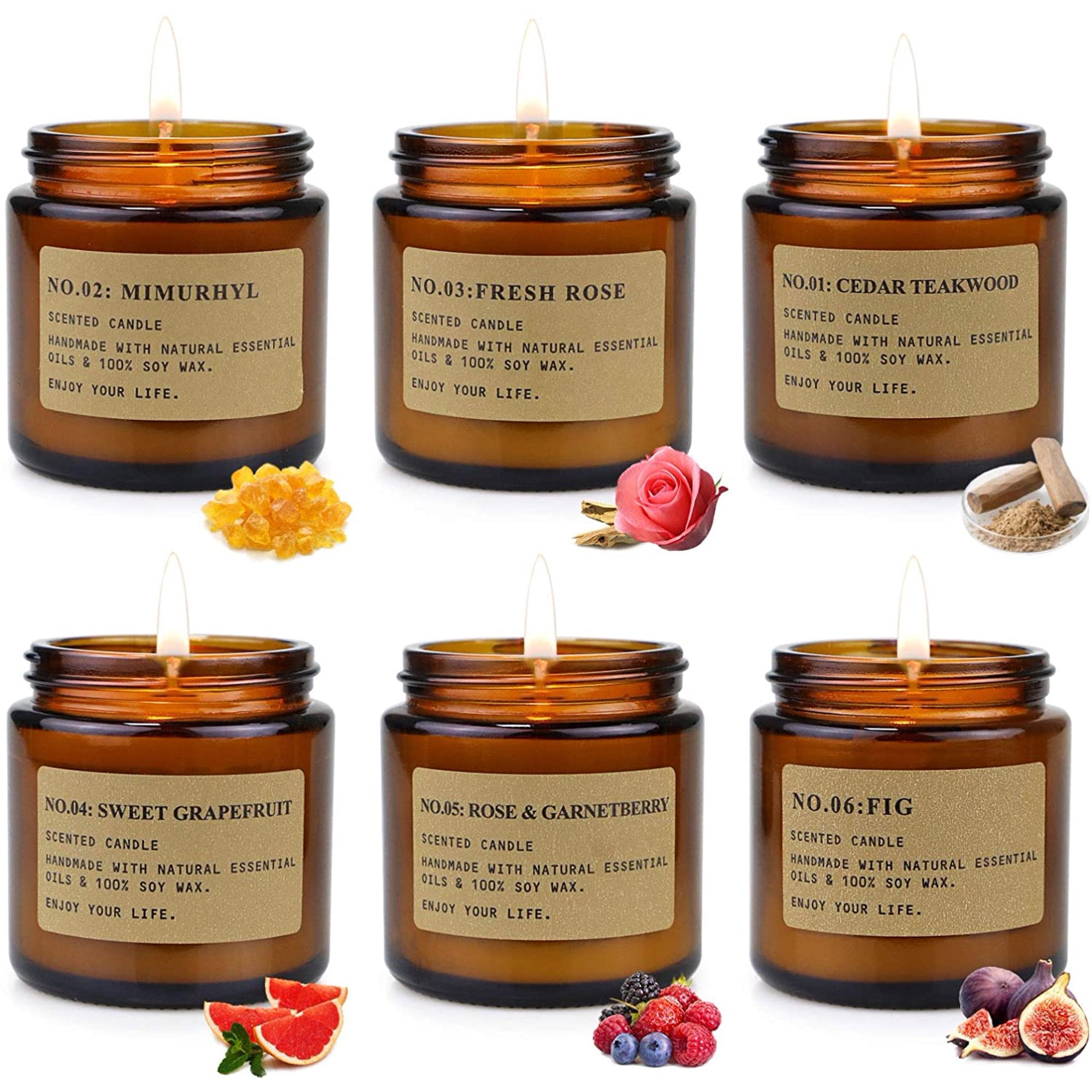 Nachy Scented Candles Gift Set for Women, 6 Pack 3.5 oz Candles Set, 150 Hours Long Burning Soy Wax Candles Jar Aromatherapy Candles for Stress Relief