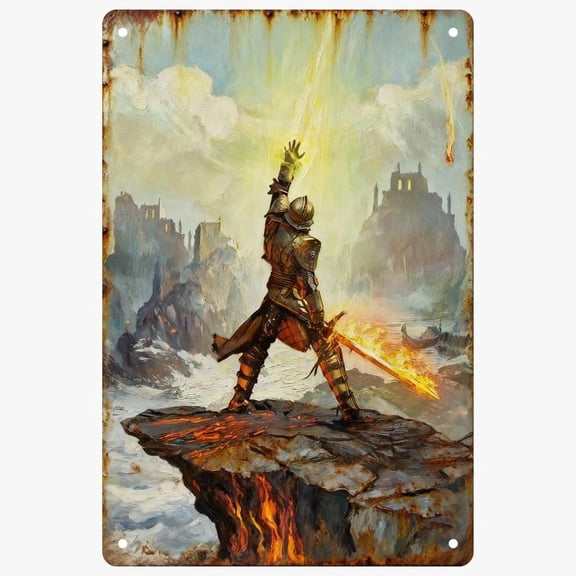 8*12inch Metal Tin Sign, Wall Decor, Vintage Style, Dragon Age: Inquisition Gift For Video Game Enthusiast Christmas Gifts For Boyfriend Gamer Room Decor For Boys Home Decoration For Boys -Hanging