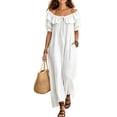thumbnail image 2 of Blmnix Peplum Dresses for Women 2026 Off The Shoulder Long Summer Dresses with Pockets Under Dress White Short Sleeve Boat Neck Cocktail-Length Women Summer Dresses XL, 2 of 6