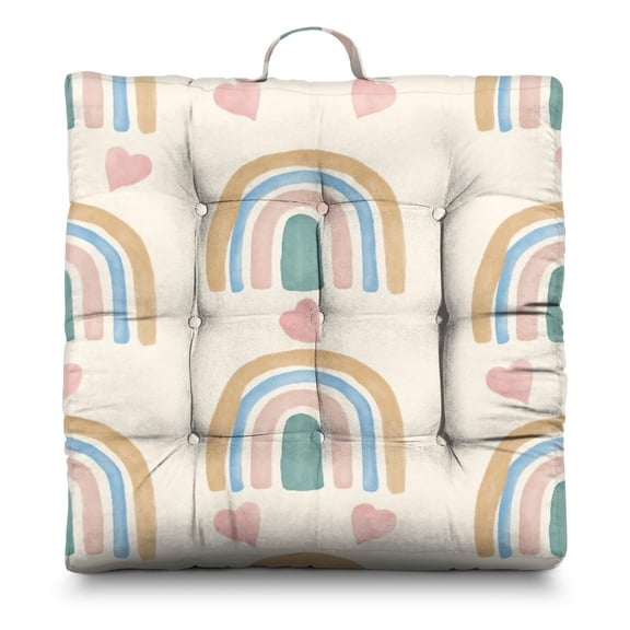 Bohemian Ethnic Rustic 24" Oversized Zabuton Floor Cushion - Colorful Hippie Exotic Meditation Seat with 9-Point Stitching, Earthy Tribal Style for Home Decor & Relaxation