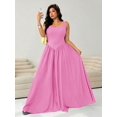 thumbnail image 6 of Pink Plus Size Sleeveless Square Neck A-Line Maxi Dress For Women Summer Flowy Long Dress, 6 of 7