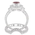 thumbnail image 3 of 1.5 Carat Morganite & Diamond Antique Halo Bridal Set Engagement Ring on 10k White Gold, 3 of 3