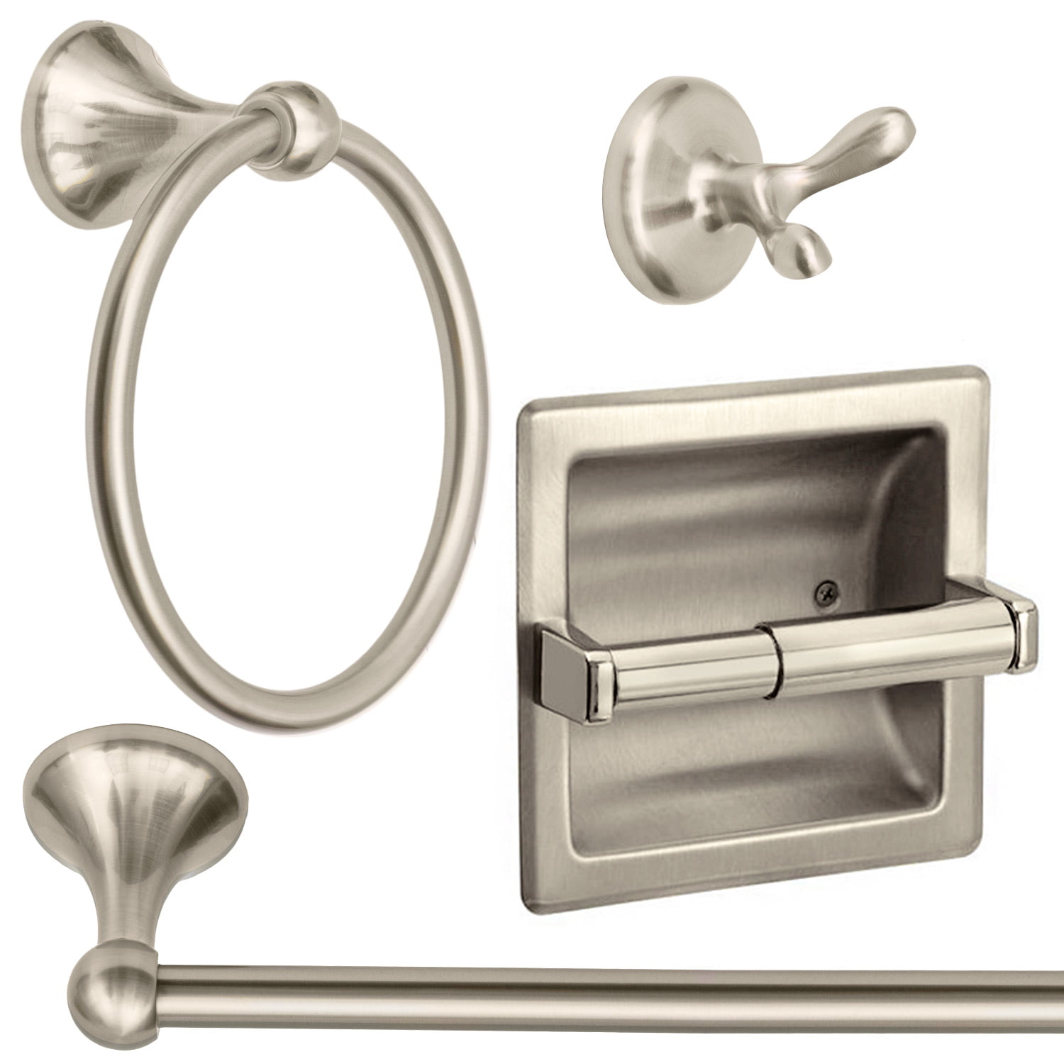 Home Zone 5 Piece Bath Collection Accessory Satin Nickel Finis Hardware Included 