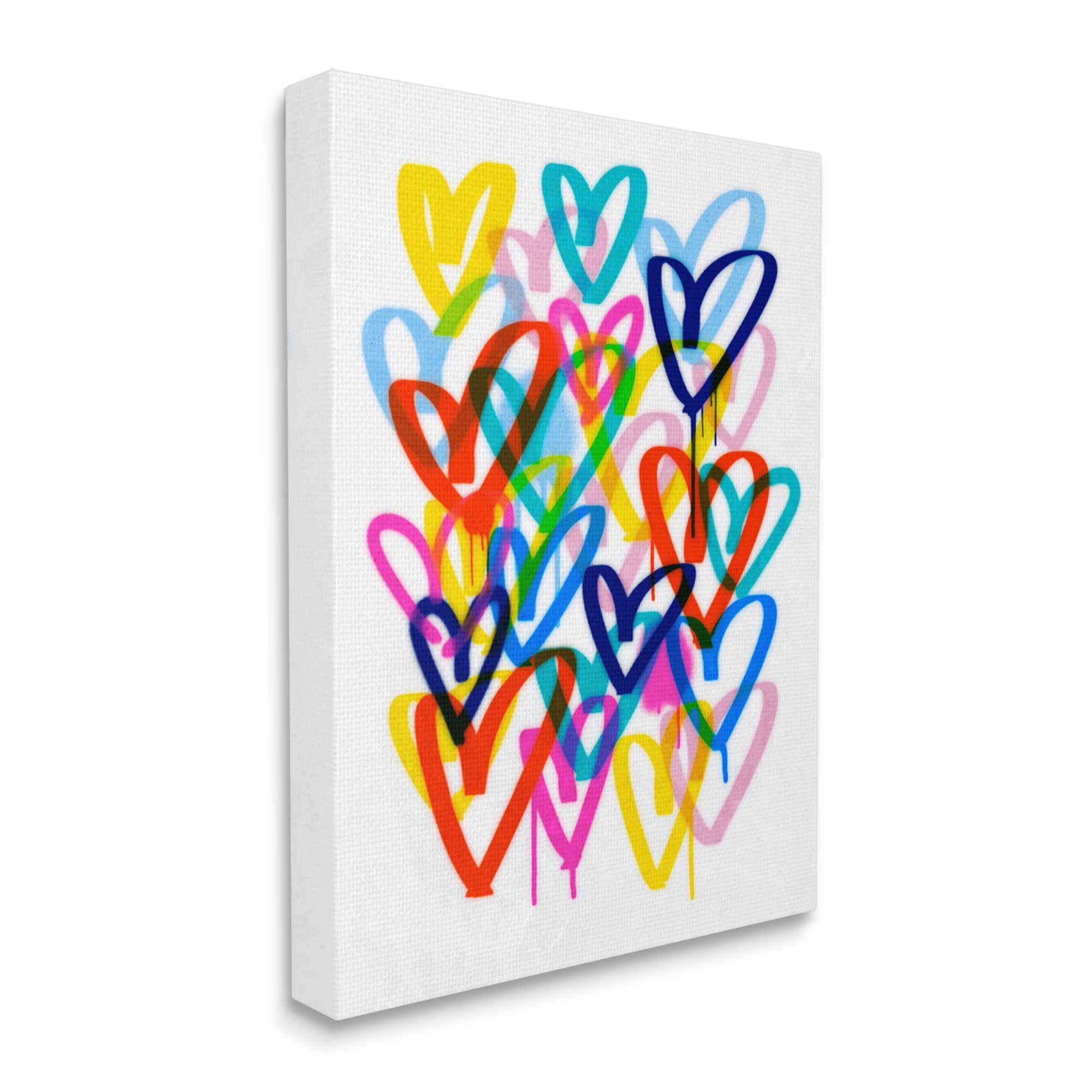 Stupell Industries Urban Graffiti Hearts Abstract Painting Gallery Wrapped Canvas Art Print Wall Art, 16 x 20